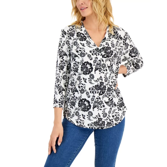 Budget ๐ฏ Charter Club ๐ฉ Women's Striped ๐ Shirt, Created For Macy's Blue Nouveau Combo ๐งจ