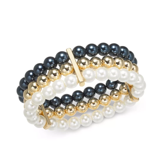 Deals ๐ฅ Charter Club Gold-Tone 2-Pc. Set Pavรฉ Fireball & Color Bead Cuff Bracelets, Created For Macy's Navy ๐ - Image 2