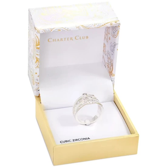 Flash Sale 🎁 Charter Club Silver-Tone Mixed Crystal Triple-Row Ring, Created For Macy's ✨ - Image 3