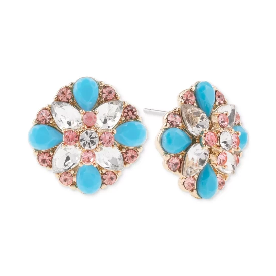 Cheap ✔️ Charter Club Gold-Tone Crystal China Blue Button Earrings, Created For Macy's 🥰 - Image 2