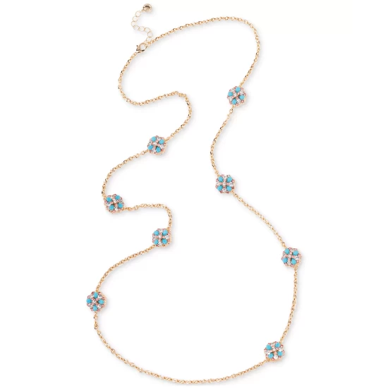 Best deal 👏 Charter Club Gold-Tone Crystal China Blue Station Necklace, 42 + 2 Extender, Created For Macy's 👍 - Image 2