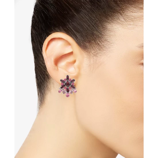 Cheap 🌟 Charter Club Silver-Tone Color Crystal & Stone Cluster Stud Earrings, Created For Macy's Pink ⌛ - Image 3