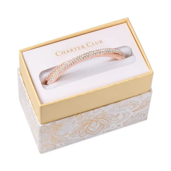 New ๐ Charter Club Rose Gold-Tone Pavรฉ Crisscross Bangle Bracelet, Created For Macy's ๐งจ - Image 3
