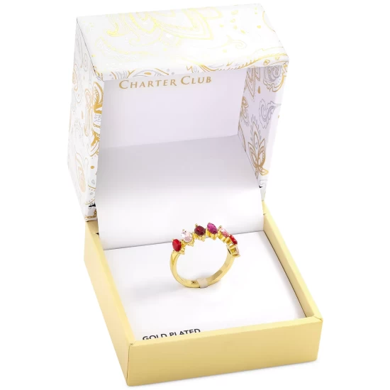 Wholesale 🥰 Charter Club Gold-Tone Multicolor Oval Crystal Stack Ring, Created For Macy's 🎁 - Image 3