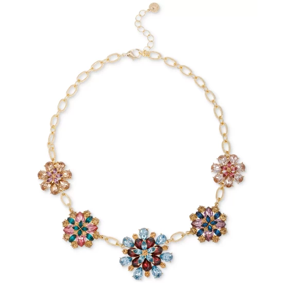 Wholesale 👍 Charter Club Gold-Tone Multicolor Mixed Stone Flower Statement Necklace, 17 + 2 Extender, Created For Macy's 🔥 - Image 2