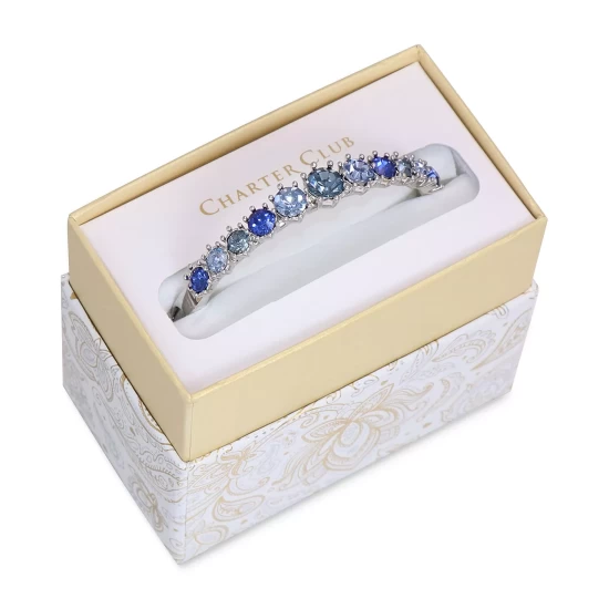 Wholesale ๐ Charter Club Silver-Tone Color Crystal Bangle Bracelet, Created For Macy's Blue ๐ - Image 3
