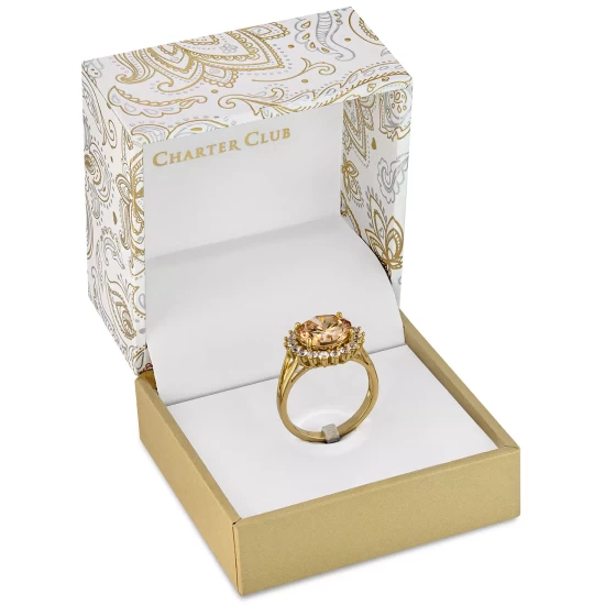 Hot Sale 😉 Charter Club Gold-Plate Cubic Zirconia Split Halo Ring, Created For Macy's ✔️ - Image 4
