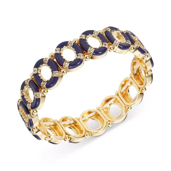 Deals ๐ Charter Club Gold-Tone Pavรฉ & Blue-Coated Circle Stretch Bracelet, Created For Macy's ๐ - Image 2