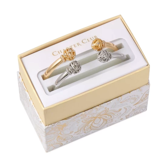 Buy ๐งจ Charter Club Two-Tone 2-Pc. Set Pavรฉ Filigree Ball Cuff Bracelets, Created For Macy's Gold ๐ - Image 3