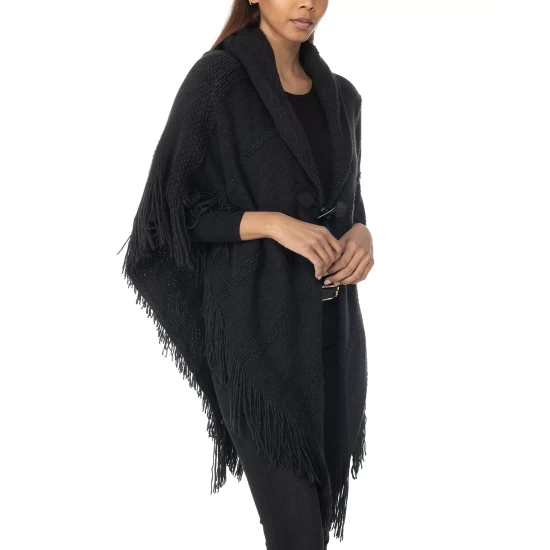 Discount 🤩 Charter Club 👩 Women's Raschel-Knit Toggle Poncho, Created For Macy's Ivory ⌛ - Image 5