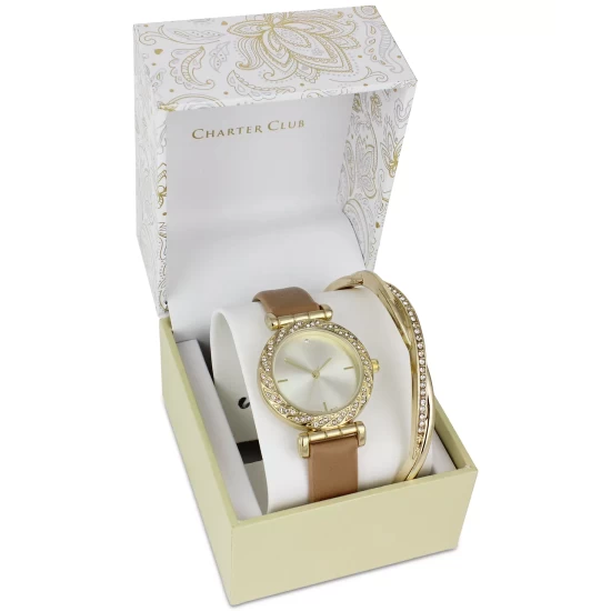 Promo ๐ Charter Club ๐ฉ Women's Brown Strap โ Watch 33mm Gift Set, Created For Macy's ๐คฉ - Image 6