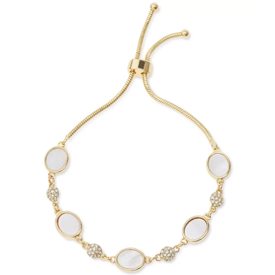 Coupon 😀 Charter Club Gold-Tone Crystal & Shell Bracelet, Created For Macy's White ✨ - Image 2