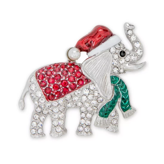 Best Pirce ⭐ Charter Club Silver-Tone Pavé & Imitation Pearl Elephant Pin, Created For Macy's Siver 🧨 - Image 2