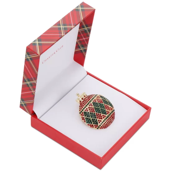 Best deal ๐ Charter Club Gold-Tone Red & Green Pavรฉ Ornament Pin, Created For Macy's โจ - Image 3
