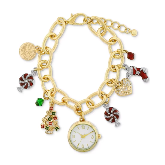 Brand new ๐ Charter Club ๐ฉ Women's Two-Tone ๐ Christmas Multi-Charm Bracelet โ Watch 23mm, Created For Macy's ๐ - Image 2