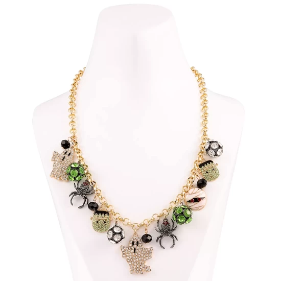 Hot Sale ❤️ Charter Club Two-Tone Crystal 🦇 Halloween Charm Necklace, 18 + 3 Extender, Created For Macy's Multi 🎉 - Image 4