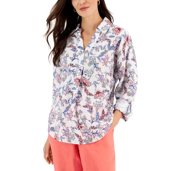 Best deal ๐งจ Charter Club Petite Fox-Print Sweater, Created For Macy's Intrepid Blue ๐
