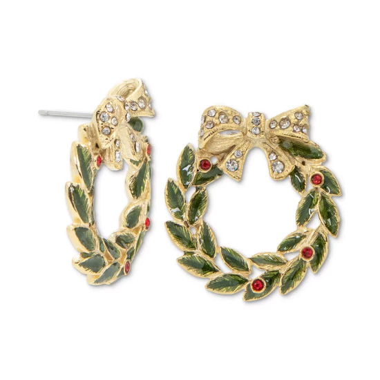 Best Pirce 🔔 Charter Club Gold-Tone Crystal & Stone Wreath Stud Earrings, Created For Macy's 🥰 - Image 4