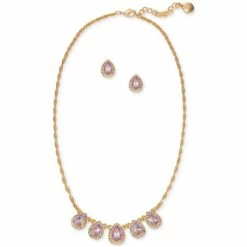Cheapest ๐ Charter Club Gold-Tone Pavรฉ & Pear-Shape Stone Statement Necklace & Stud Earrings Set, Created For Macy's Silver ๐