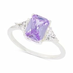Best Pirce 👏 Charter Club Silver-Tone Crystal 3-Stone Statement Ring, Created For Macy's Purple 🌟