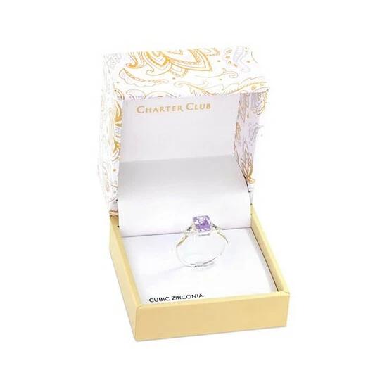 Best Pirce 👏 Charter Club Silver-Tone Crystal 3-Stone Statement Ring, Created For Macy's Purple 🌟 - Image 3