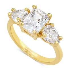 New ๐ Charter Club Gold-Tone Crystal Triple-Stone Ring, Created For Macy's ๐