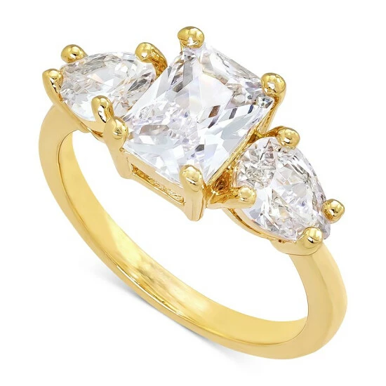 New 😀 Charter Club Gold-Tone Crystal Triple-Stone Ring, Created For Macy's 🔔