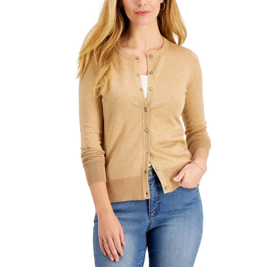 Best Pirce 🔥 Charter Club 👩 Women's Button Cardigan, Created For Macy's Poppy Sun 🎉 - Image 8