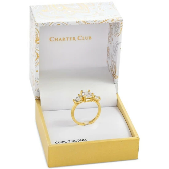 New 😀 Charter Club Gold-Tone Crystal Triple-Stone Ring, Created For Macy's 🔔 - Image 2