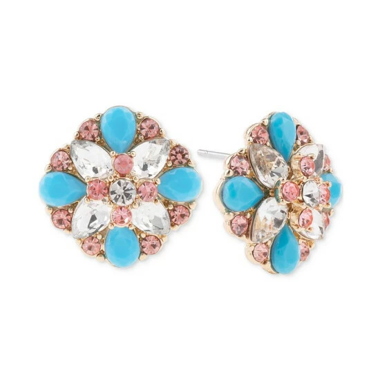 Cheap ✔️ Charter Club Gold-Tone Crystal China Blue Button Earrings, Created For Macy's 🥰