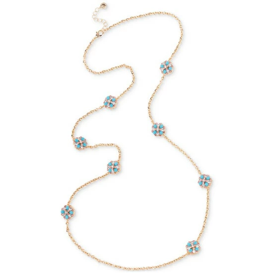 Best deal 👏 Charter Club Gold-Tone Crystal China Blue Station Necklace, 42 + 2 Extender, Created For Macy's 👍