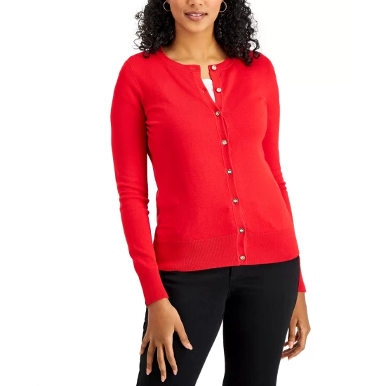 Best Pirce 🔥 Charter Club 👩 Women's Button Cardigan, Created For Macy's Poppy Sun 🎉 - Image 10