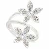 Flash Sale ✨ Charter Club Silver-Tone Pavé Crystal Double Flower Statement Ring, Created For Macy's 😉