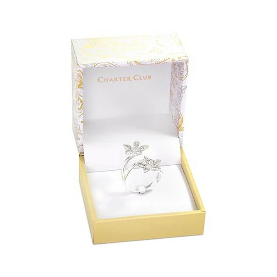 Flash Sale โจ Charter Club Silver-Tone Pavรฉ Crystal Double Flower Statement Ring, Created For Macy's ๐ - Image 3
