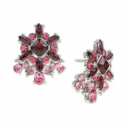 Cheap 🌟 Charter Club Silver-Tone Color Crystal & Stone Cluster Stud Earrings, Created For Macy's Pink ⌛