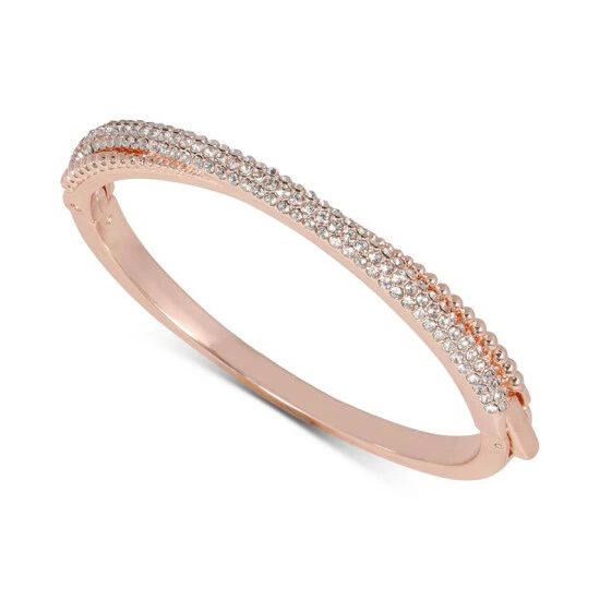 New ๐ Charter Club Rose Gold-Tone Pavรฉ Crisscross Bangle Bracelet, Created For Macy's ๐งจ