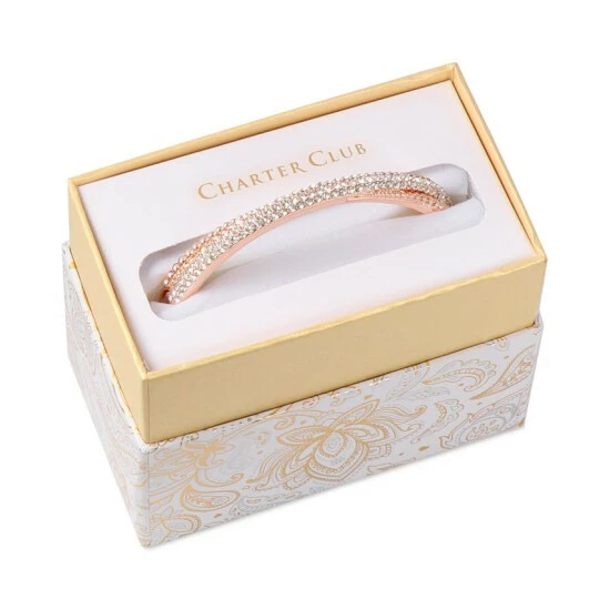 New ๐ Charter Club Rose Gold-Tone Pavรฉ Crisscross Bangle Bracelet, Created For Macy's ๐งจ - Image 2
