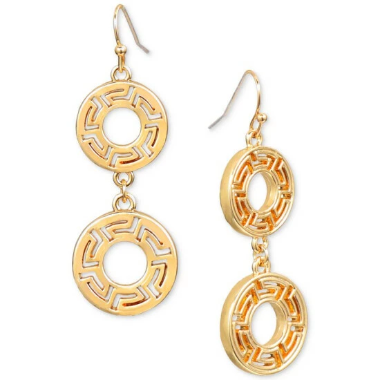 Best Pirce ⌛ Charter Club Gold-Tone Filigree Open Circle Double Drop Earrings, Created For Macy's 🤩