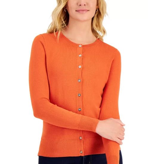 Best Pirce 🔥 Charter Club 👩 Women's Button Cardigan, Created For Macy's Poppy Sun 🎉 - Image 14