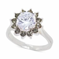 Deals 🔥 Charter Club Silver-Tone Crystal Flower Ring, Created For Macy's 🥰