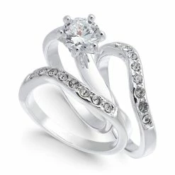 Promo โจ Charter Club Fine Silver Plate Crystal Wavy Ring, Created For Macy's ๐