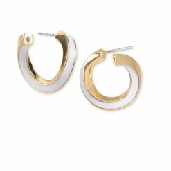 Best deal 👏 Charter Club Gold-Tone White Curved Hoop Earrings, Created For Macy's 🌟