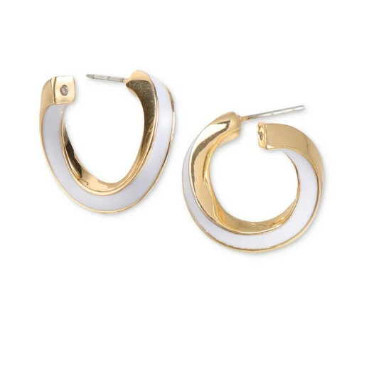 Best deal ๐ Charter Club Gold-Tone White Curved Hoop Earrings, Created For Macy's ๐