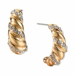 Flash Sale ๐ Charter Club Gold-Tone Crystal Twist Hoop Earrings, Created For Macy's ๐