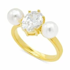 Hot Sale ๐งจ Charter Club Gold-Tone Crystal & Imitation Pearl Ring, Created For Macy's ๐