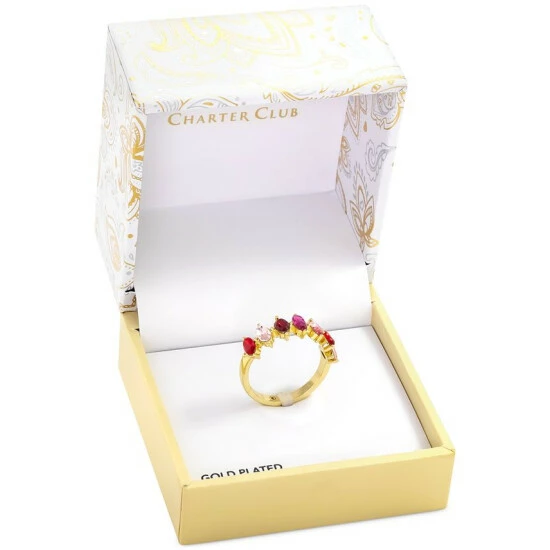 Wholesale 🥰 Charter Club Gold-Tone Multicolor Oval Crystal Stack Ring, Created For Macy's 🎁 - Image 2