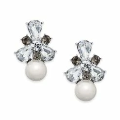 Hot Sale ๐ฏ Charter Club Silver-Tone Crystal & Imitation Pearl Drop Earrings, Created For Macy's ๐ฏ