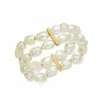 Flash Sale 👏 Charter Club Gold-Tone Imitation Pearl Double-Row Stretch Bracelet, Created For Macy's Gold/whit Pearl 👏