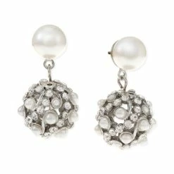 Cheap 🎉 Charter Club Silver-Tone Pavé & Imitation Pearl Fireball Drop Earrings, Created For Macy's White 🔥