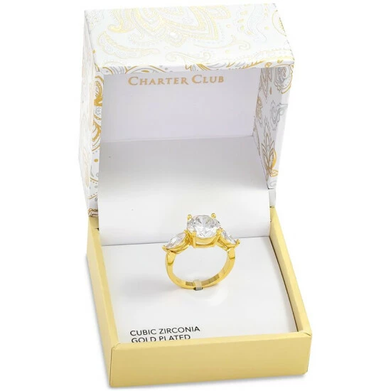 Wholesale 💯 Charter Club Gold-Tone Round & Marquise Crystal Triple-Stone Ring, Created For Macy's ⭐ - Image 2